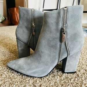 Nine West Glorya Heeled Booties Grey Suede